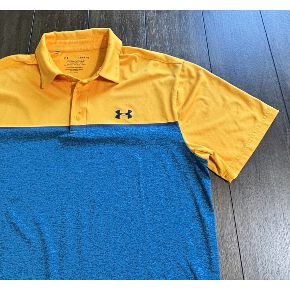 Teal Orange Under Armour The Playoff Polo Golf Shirt Men's Size L Large